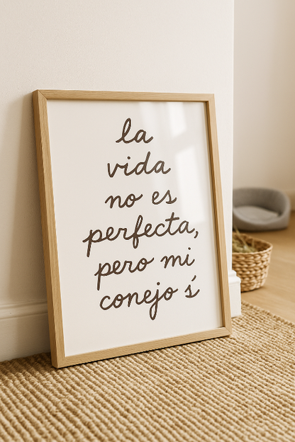Poster imprimible - La vida no es pefecta, pero mi conejo sí