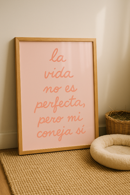 Poster imprimible - La vida no es pefecta, pero mi conejo sí